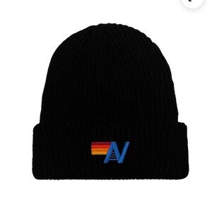 Aviator Nation Black Beanie with Colorful Logo